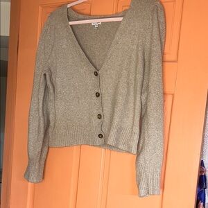 Taupe Love Fire Button-Up Crop Cardigan